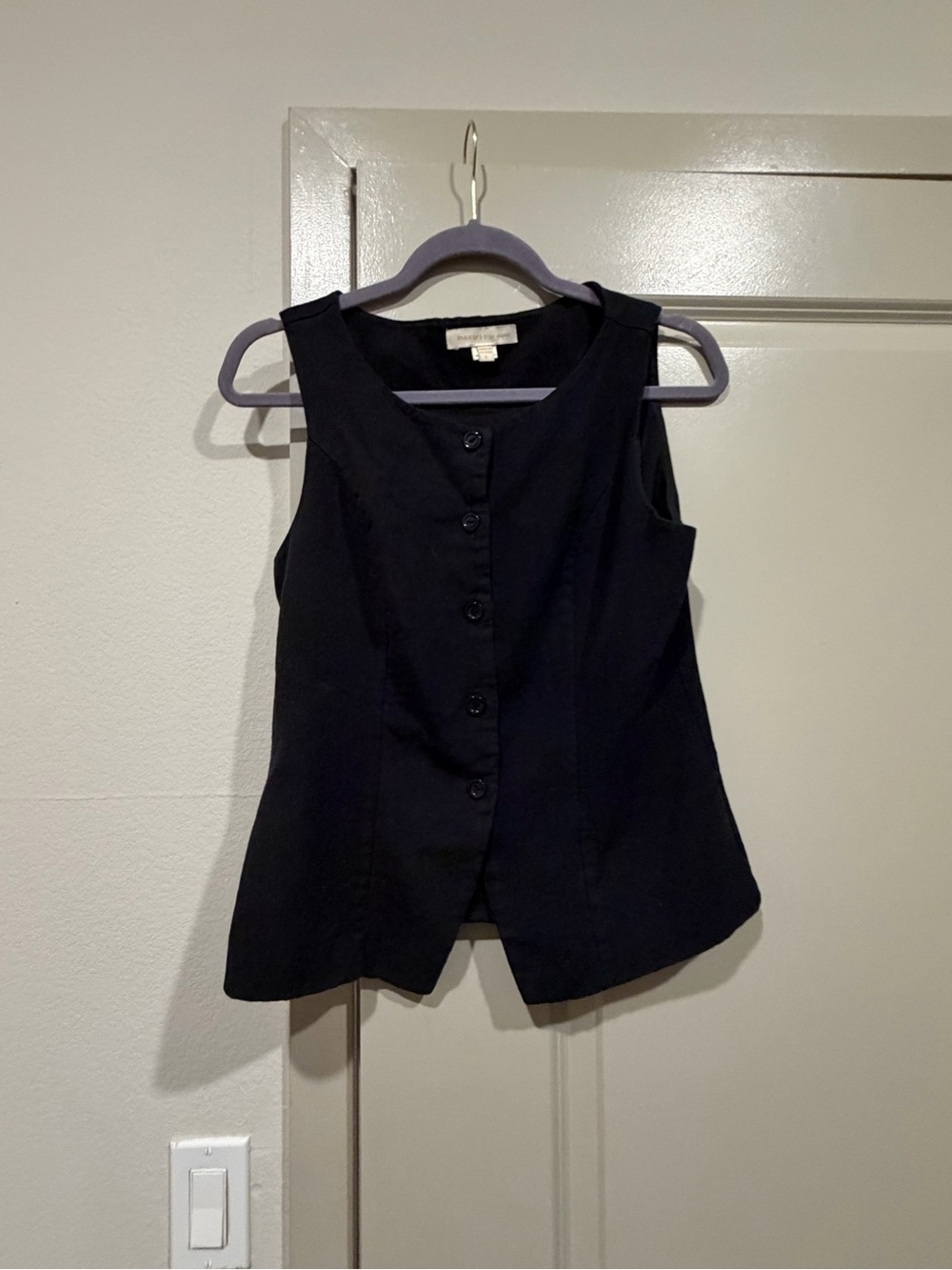 Monteau Black Sleeveless Button-Front Vest